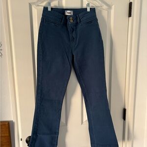 PAIGE Dark Navy Wide-Leg High-Rise Jeans